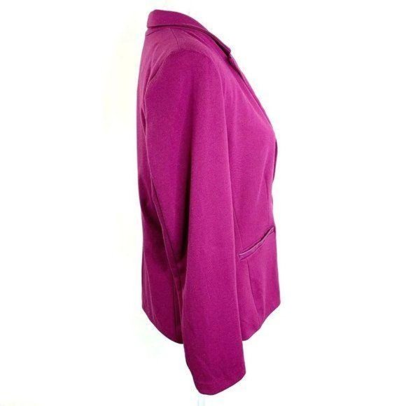Elementz Hot Pink Faux Leather Trim Ponte Blazer - Picture 5 of 7